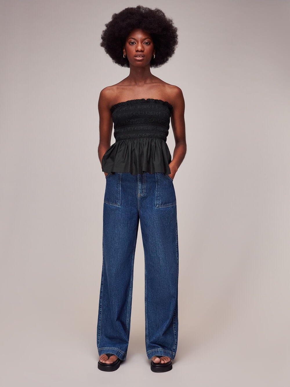 Whistles Shirred Tie Detail Top